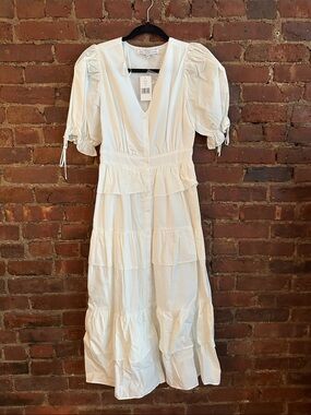 English factory White Tiered Maxi Dress with Puff Sleeves